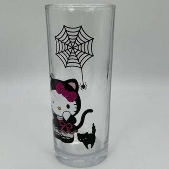 Hello Kitty Halloween Drinking Glasses Glassware Set of 4 Pumpkin Spider Cat New - Picture 12 of 13